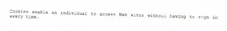 Cookies enable an individual to access Web sites without having to sign in every time.