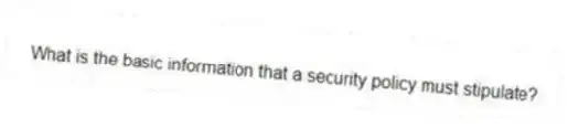 What is the basic information that a security policy must stipulate?