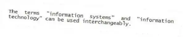 The terms "information systems" and "information technology" can be used interchangeably.