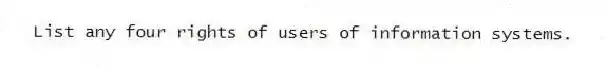 List any four rights of users of information systems.