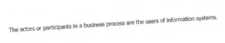 The actors or participants in a business process are the users of information systems.