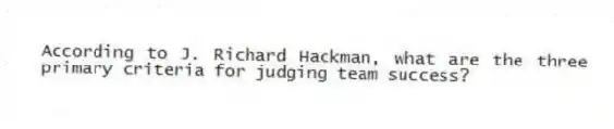 According to J. Richard Hackman, what are the three primary criteria for judging team success?