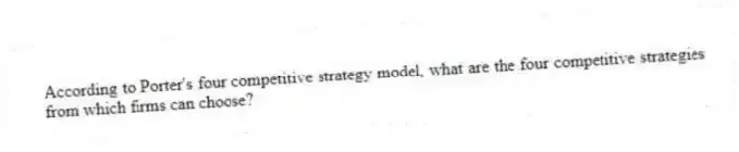 According to Porter's four competitive strategy model, what are the four competitive strategies from which firms can choose?