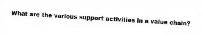 What are the various support activities in a value chain?