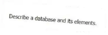 Describe a database and its elements.