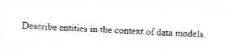 Describe entities in the context of data models.