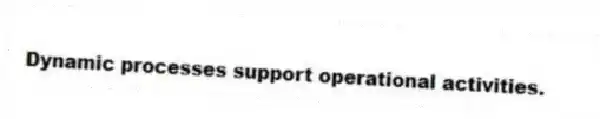 Dynamic processes support operational activities.