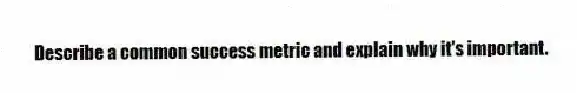 Describe a common success metric and explain why it's important.