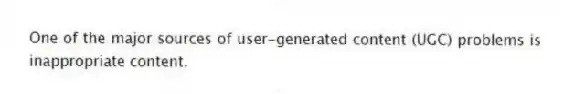 One of the major sources of user-generated content (UGC) problems is inappropriate content.