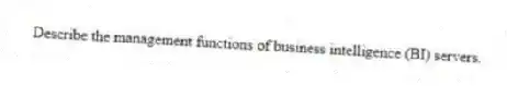 Describe the management functions of business intelligence (BI) servers.
