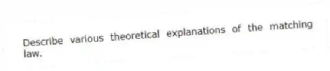 Describe various theoretical explanations of the matching law.
