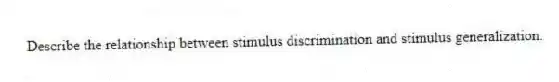 Describe the relationship between stimulus discrimination and stimulus generalization.