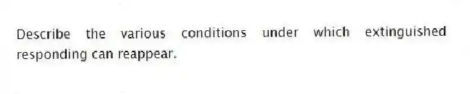 Describe the various conditions under which extinguished responding can reappear.