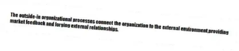 The outside-in organizational processes connect the organization to the external environment,providing market feedback and forging external relationships.