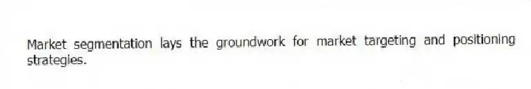 Market segmentation lays the groundwork for market targeting and positioning strategies.