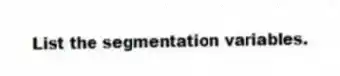 List the segmentation variables.