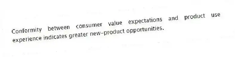 Conformity between consumer value expectations and product use experience indicates greater new-product opportunities.