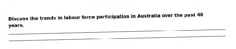 Discuss the trends in labour force participation in Australia over the past 40 years.
_____________________________________________________________________________________________
_____________________________________________________________________________________________