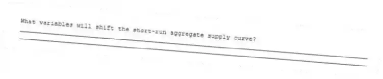 What variables will shift the short-run aggregate supply curve?
_____________________________________________________________________________________________
_____________________________________________________________________________________________