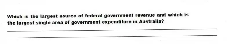 Which is the largest source of federal government revenue and which is the largest single area of government expenditure in Australia?
_____________________________________________________________________________________________
_____________________________________________________________________________________________