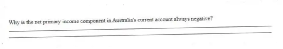 Why is the net primary income component in Australia's current account always negative?
_____________________________________________________________________________________________
_____________________________________________________________________________________________