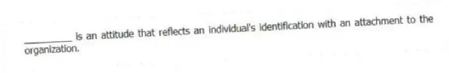 _________ is an attitude that reflects an individual's identification with an attachment to the organization.