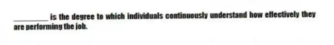 ________ is the degree to which individuals continuously understand how effectively they are performing the job.