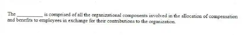The __________ is comprised of all the organizational components involved in the allocation of compensation and benefits to employees in exchange for their contributions to the organization.