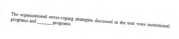 The organizational stress-coping strategies discussed in the text were institutional programs and ______ programs.
