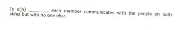 In a(n) _______, each member communicates with the people on both sides but with no one else.