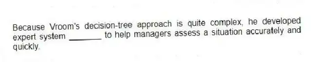Because Vroom's decision-tree approach is quite complex, he developed expert system _______ to help managers assess a situation accurately and quickly.