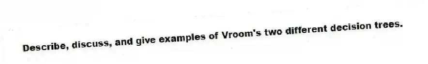 Describe, discuss, and give examples of Vroom's two different decision trees.