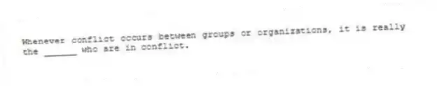 Whenever conflict occurs between groups or organizations, it is really the ______ who are in conflict.