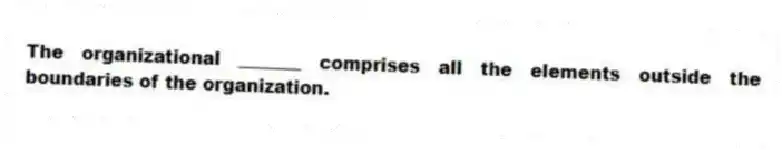 The organizational _______ comprises all the elements outside the boundaries of the organization.