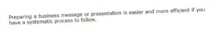 Preparing a business message or presentation is easier and more efficient if you have a systematic process to follow.