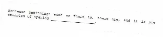 Sentence beginnings such as there is, there are, and it is are examples of opening ____________________.