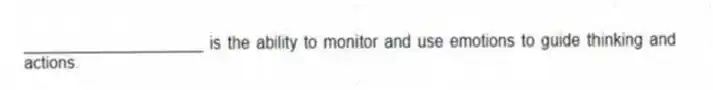 ____________________ is the ability to monitor and use emotions to guide thinking and actions.