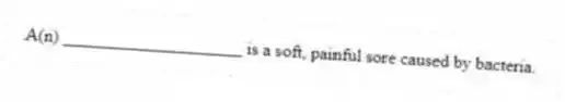 A(n) ____________________ is a soft, painful sore caused by bacteria.