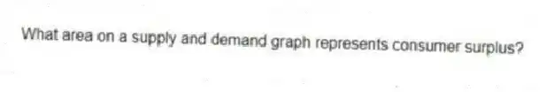 What area on a supply and demand graph represents consumer surplus?