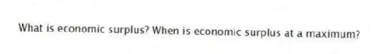 What is economic surplus? When is economic surplus at a maximum?