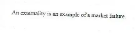 An externality is an example of a market failure.