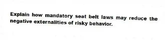 Explain how mandatory seat belt laws may reduce the negative externalities of risky behavior.