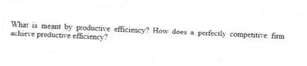 What is meant by productive efficiency? How does a perfectly competitive firm achieve productive efficiency?