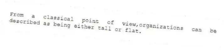 From a classical point of view,organizations can be described as being either tall or flat.