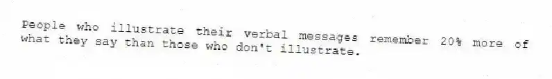 People who illustrate their verbal messages remember 20% more of what they say than those who don't illustrate.
