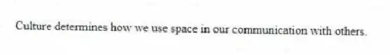 Culture determines how we use space in our communication with others.
