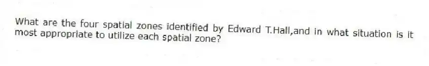 What are the four spatial zones identified by Edward T.Hall,and in what situation is it most appropriate to utilize each spatial zone?