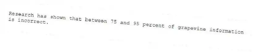 Research has shown that between 75 and 95 percent of grapevine information is incorrect.