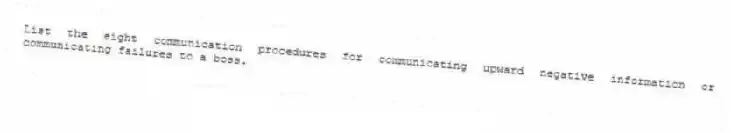 List the eight communication procedures for communicating upward negative information or communicating failures to a boss.