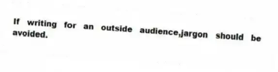 If writing for an outside audience,jargon should be avoided.